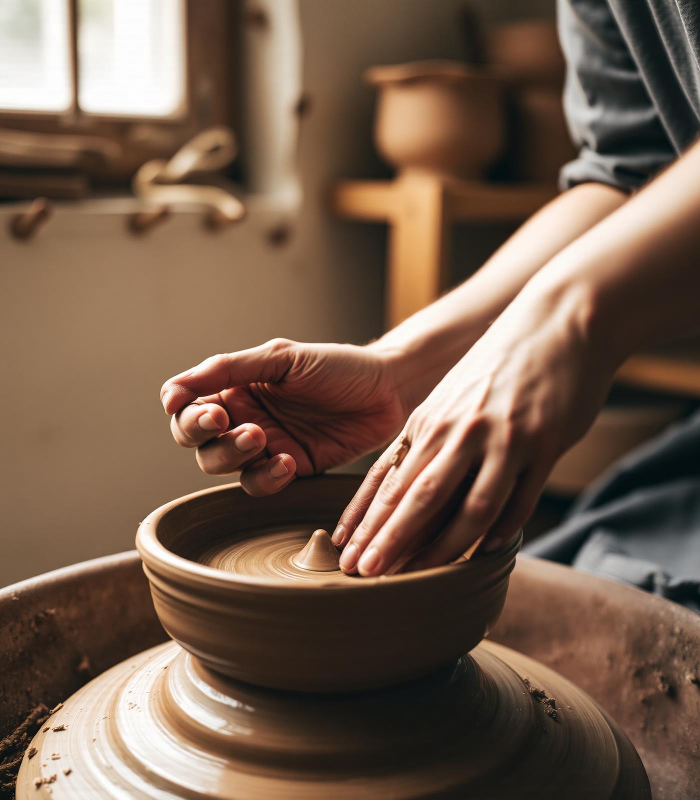 Clay being formed at the Clayzio studio in Khurja